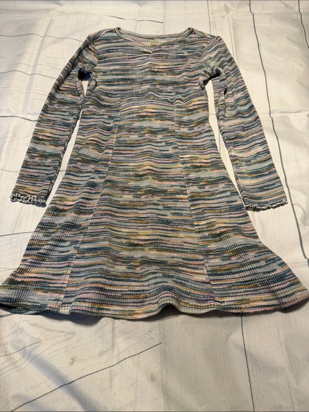 OshKosh B'gosh Pastel Multicolor Striped Knit Dress - Blue, Pink, Yellow, Green